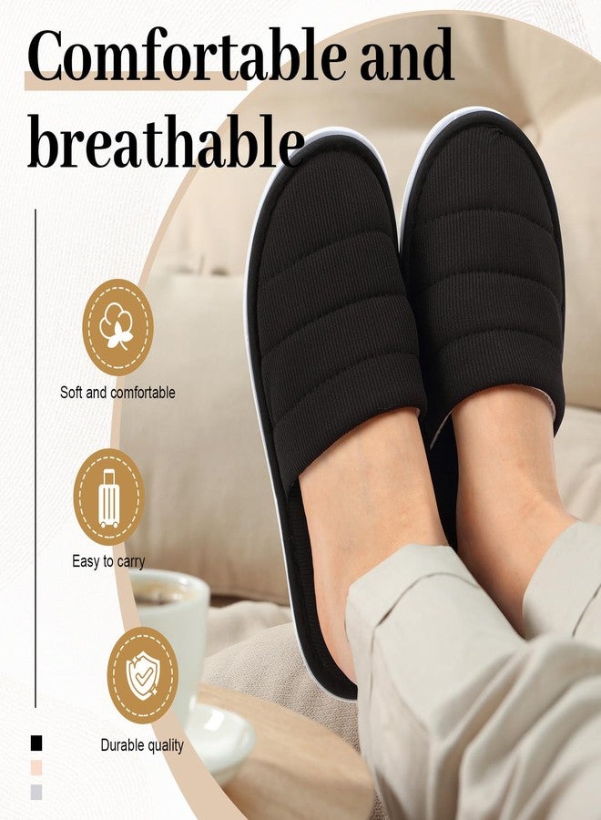 Breathffy مجموعة بريثفي من 6 أزواج من النعال للاستخدام مرة واحدة، مثالية للضيوف، مريحة للاستخدام المنزلي والفندقي والمنتجع الصحي، مناسبة للسفر، للنساء والرجال (رمادي، كاكي، أسود، مغلقة من الأمام). - Image 4